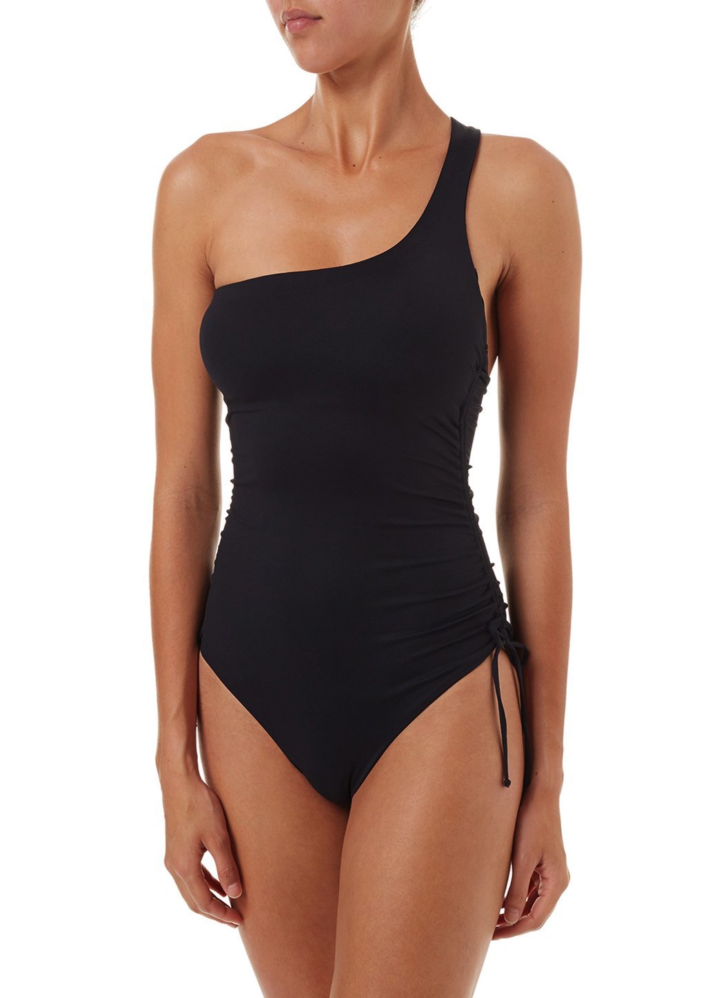 polynesia black oneshoulder ruched onepiece swimsuit 2019 F
