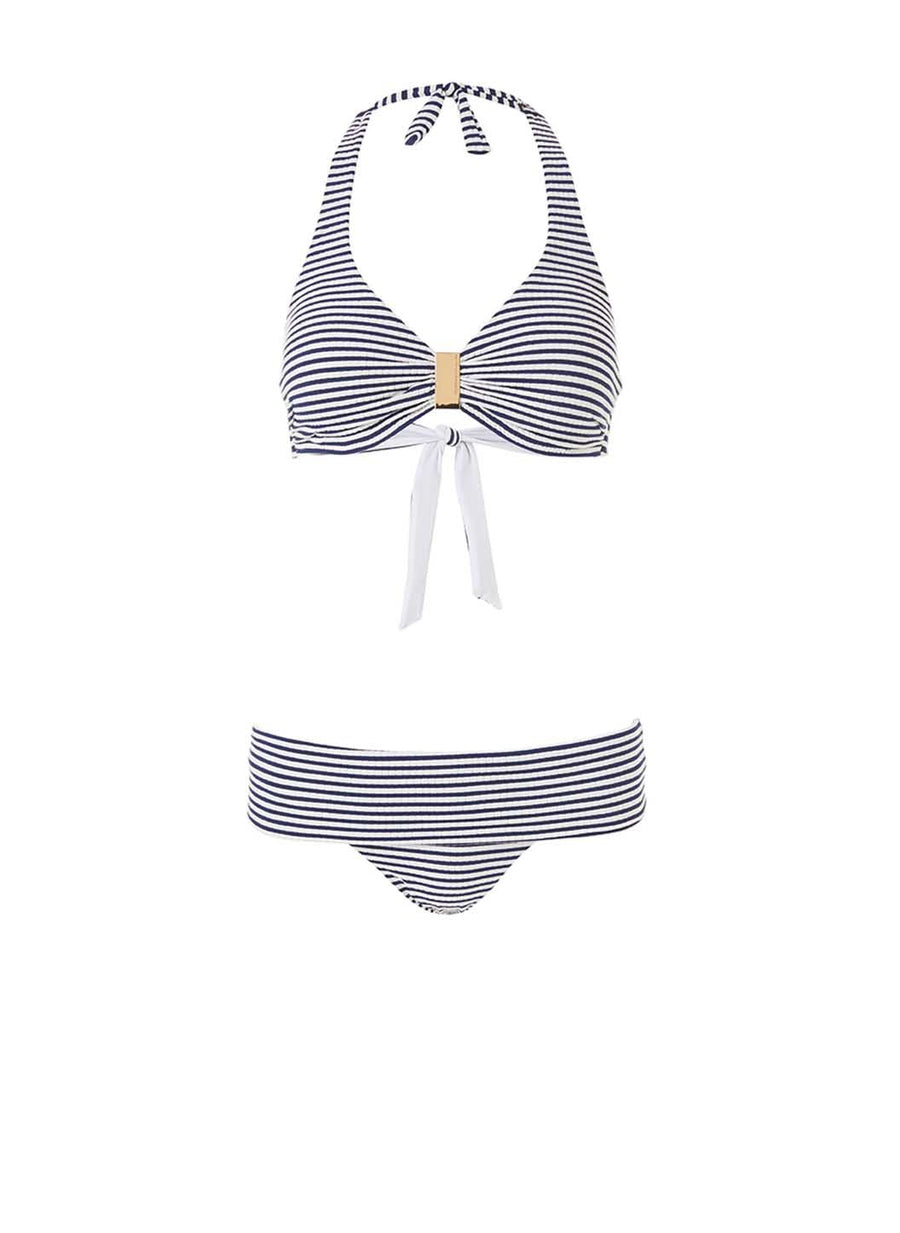 Provence Navy Branded Trim Supportive Halterneck Bikini Melissa Odabash