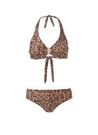 provence cheetah print supportive halterneck bikini Cutout