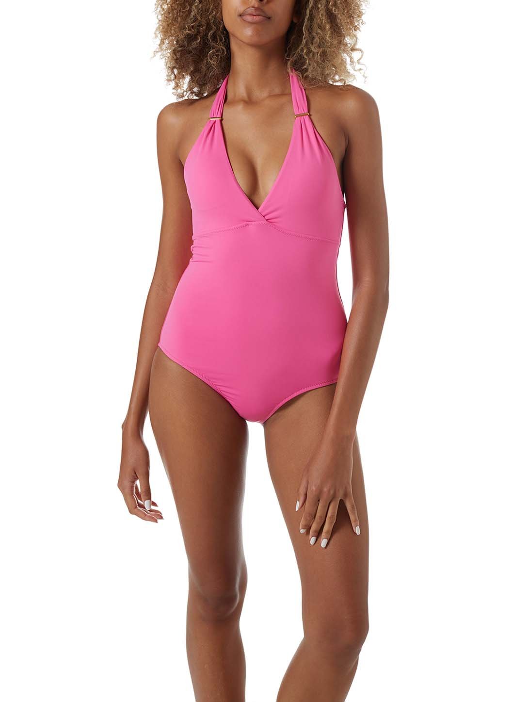 rimini hot pink bar trim haltereck swimsuit model_P