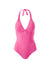 rimini hot pink bar trim halterneck swimsuit Cutout