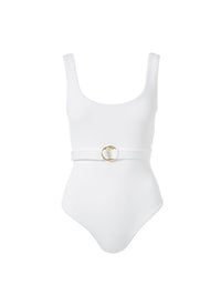 rio cream ridges belted over the shoulder swimsuit Cutout