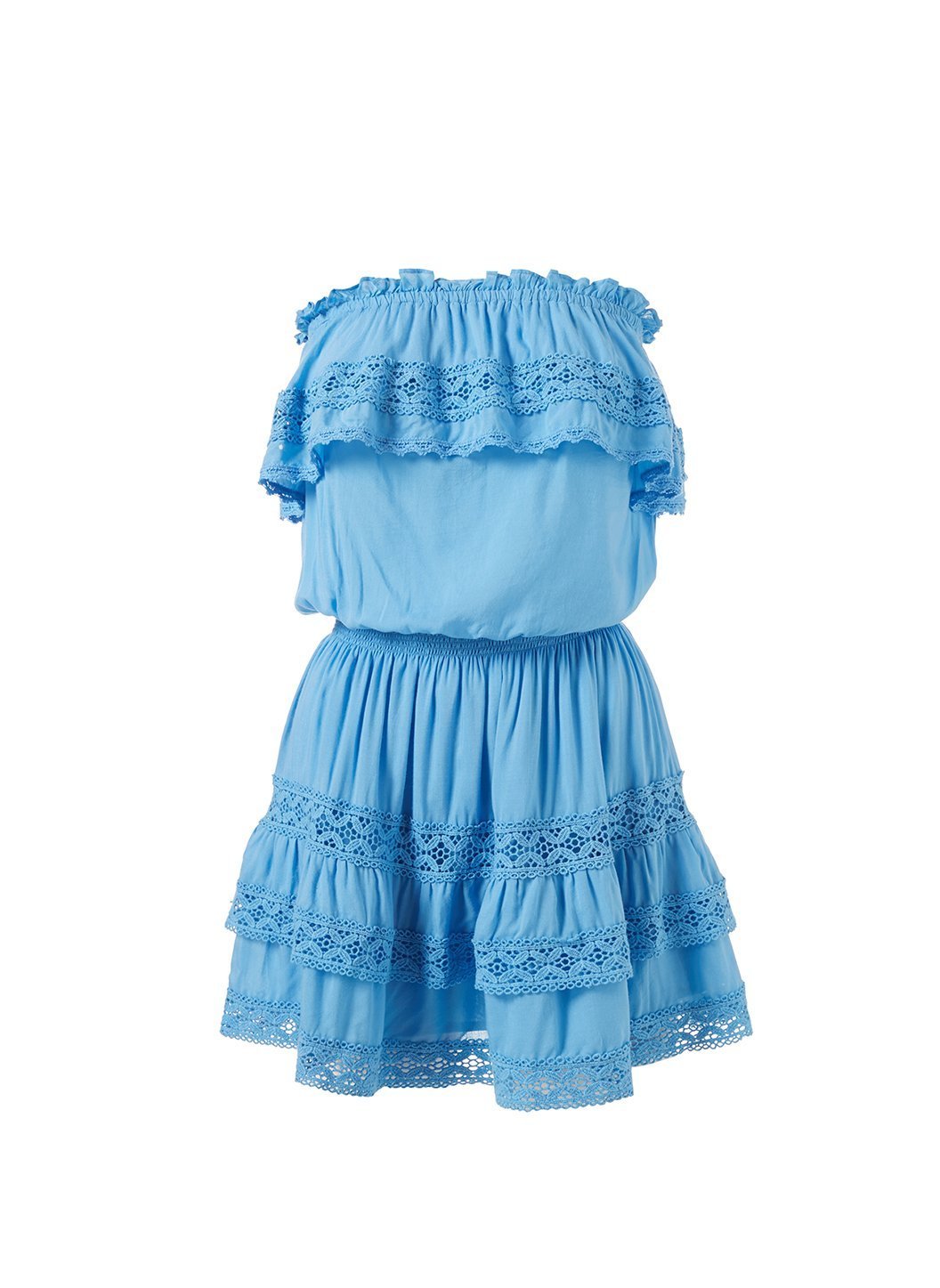 salma blue frill bandeau short dress