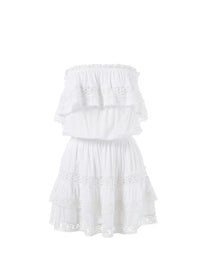 salma white frill bandeau short dress