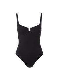 sanremo black rib underwired over the shoulder swimsuit Cutout