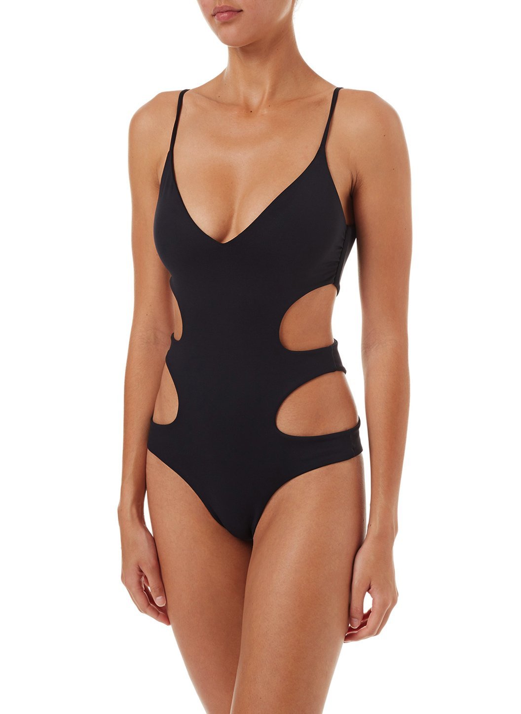 santorini black overtheshoulder cutout onepiece swimsuit 2019 F