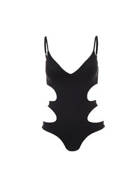 santorini black overtheshoulder cutout onepiece swimsuit 2019