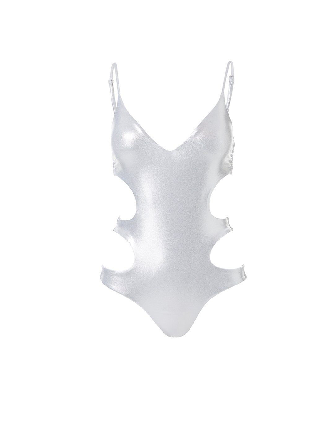 santorini silver overtheshoulder cutout onepiece swimsuit 2019