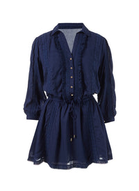 scarlet navy button down dress