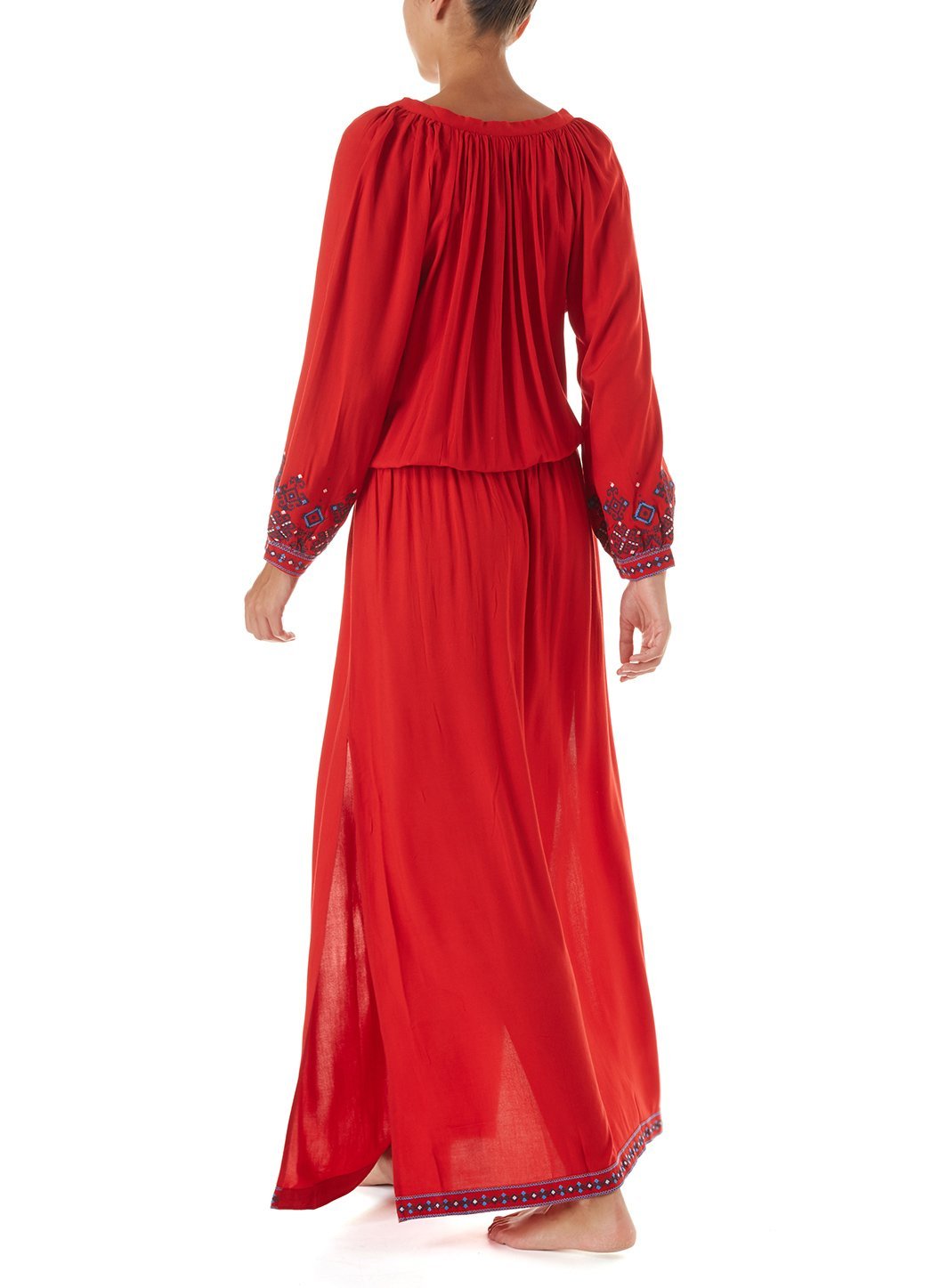 sienna red embroidered 34sleeve maxi dress 2019 B