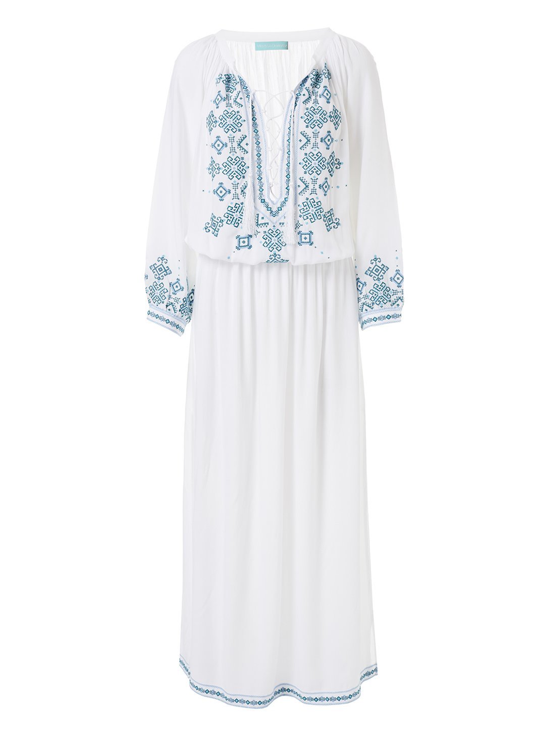 sienna white green embroidered 34sleeve maxi dress 2019