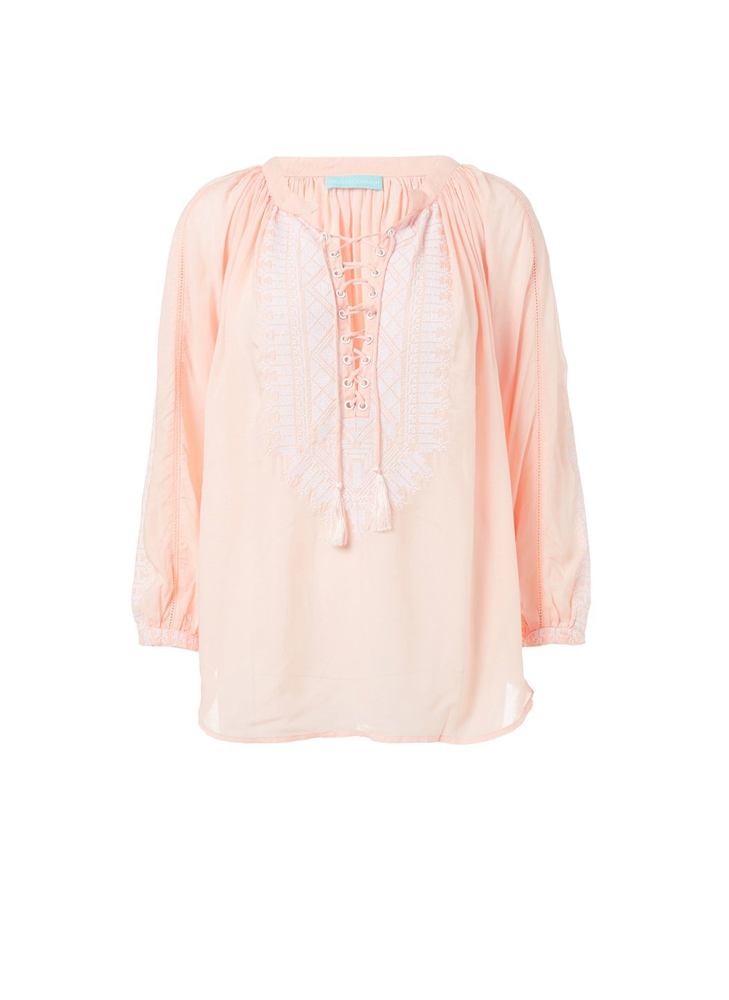 simona peach white laceup embroidered blouse 2019