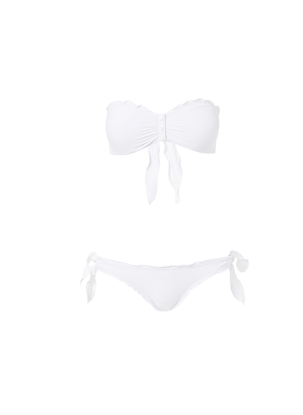white ribbed bandeau bikini