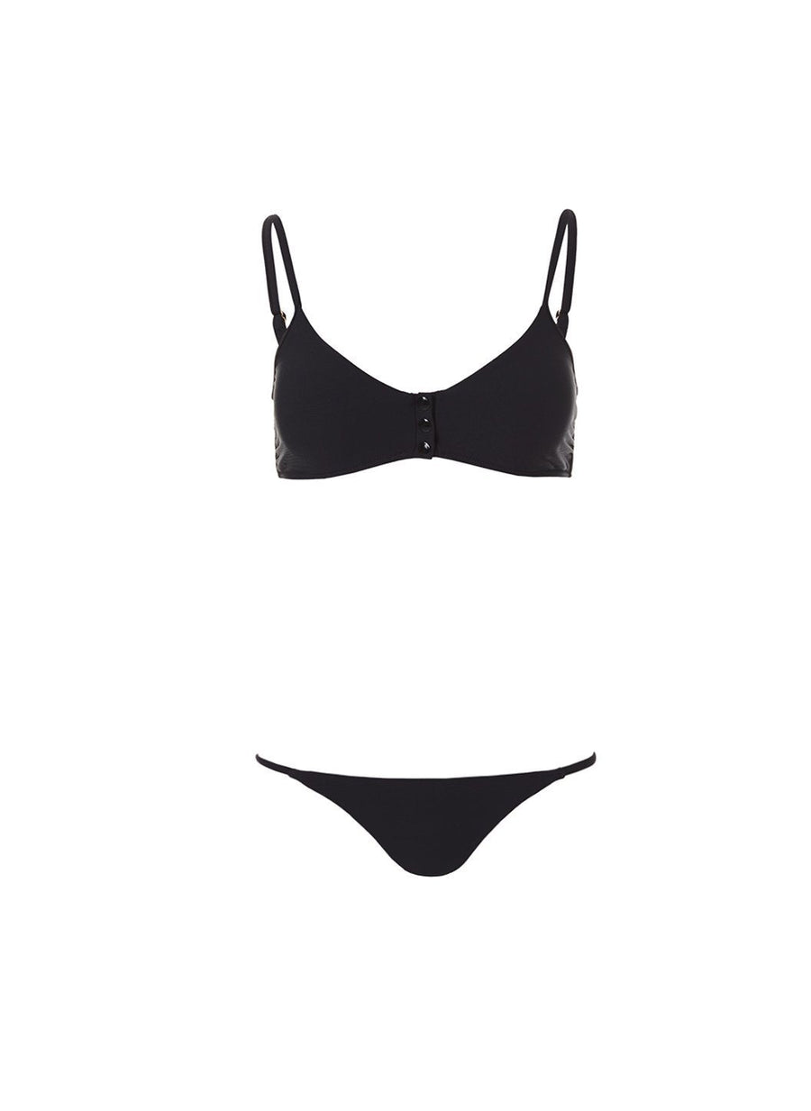 St. Tropez Black Ribbed Over The Shoulder Popper Crop Bikini | Melissa ...