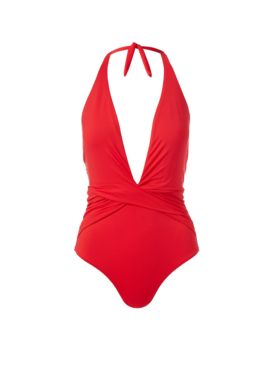 ワンピース水着 RED HALTER NECK BASIC CUT MONOKINI Womens One Piece Swimsuits Halter Criss Cross Cutout