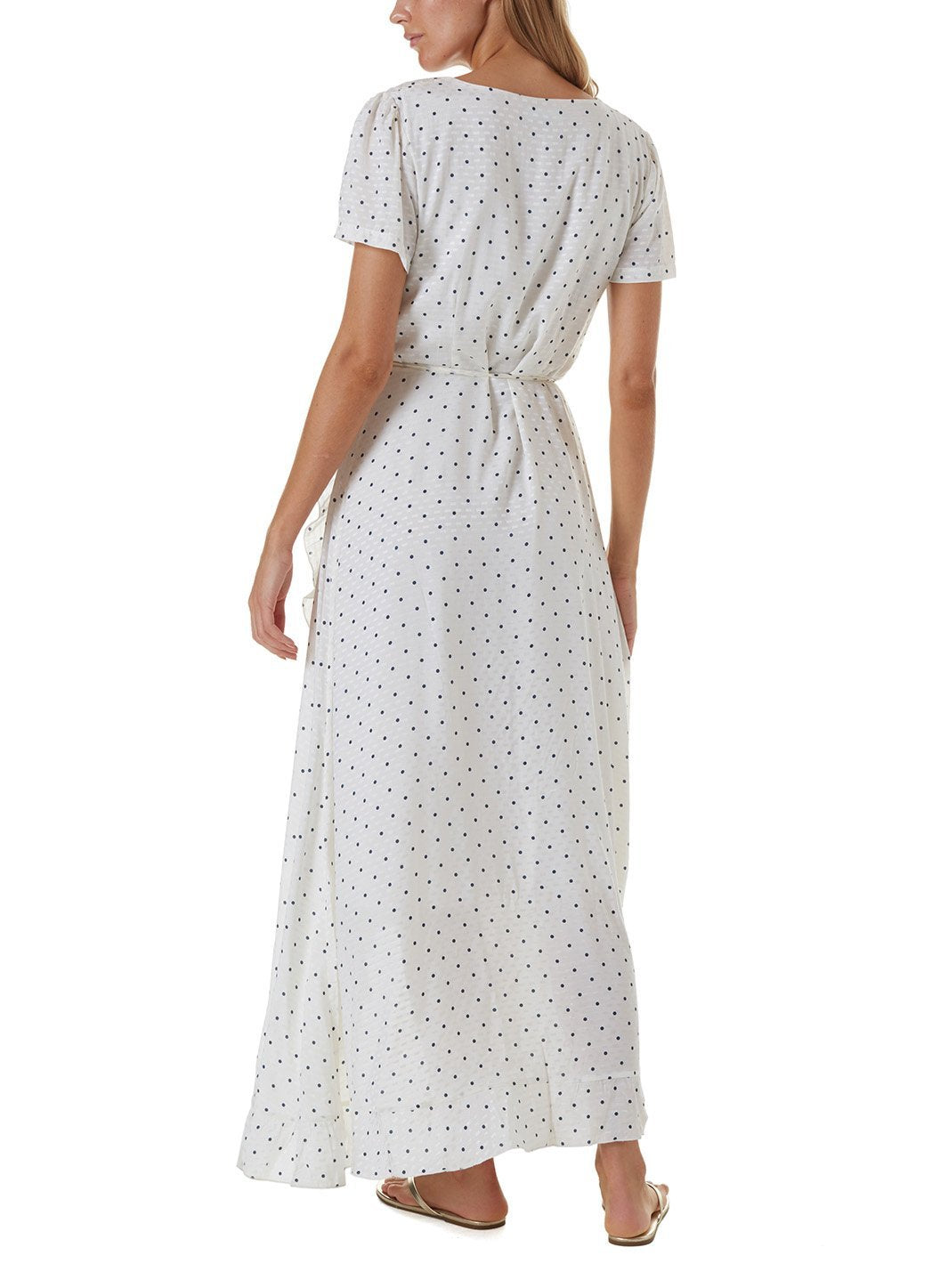 Tilly Polka Dot Cap Sleeve Maxi Wrap Dress | Melissa Odabash