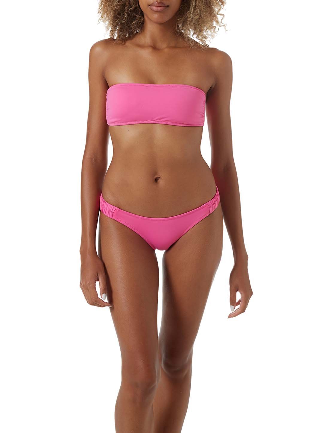 trieste hot pink ruched bandeau bikini model_P