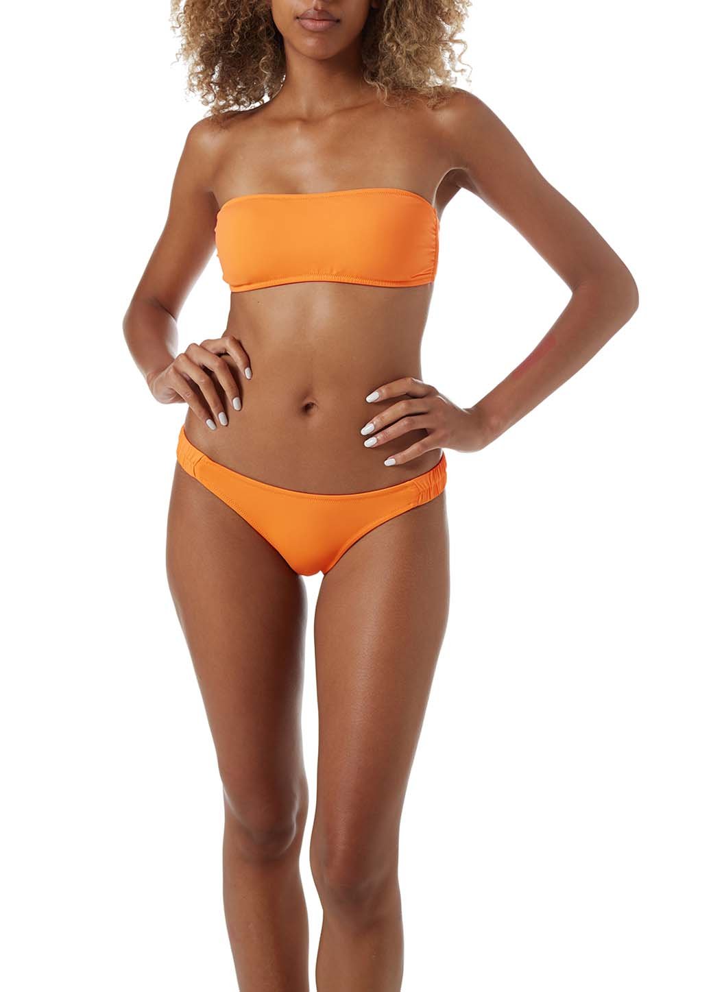 trieste orange ruched bandeau bikini model_P
