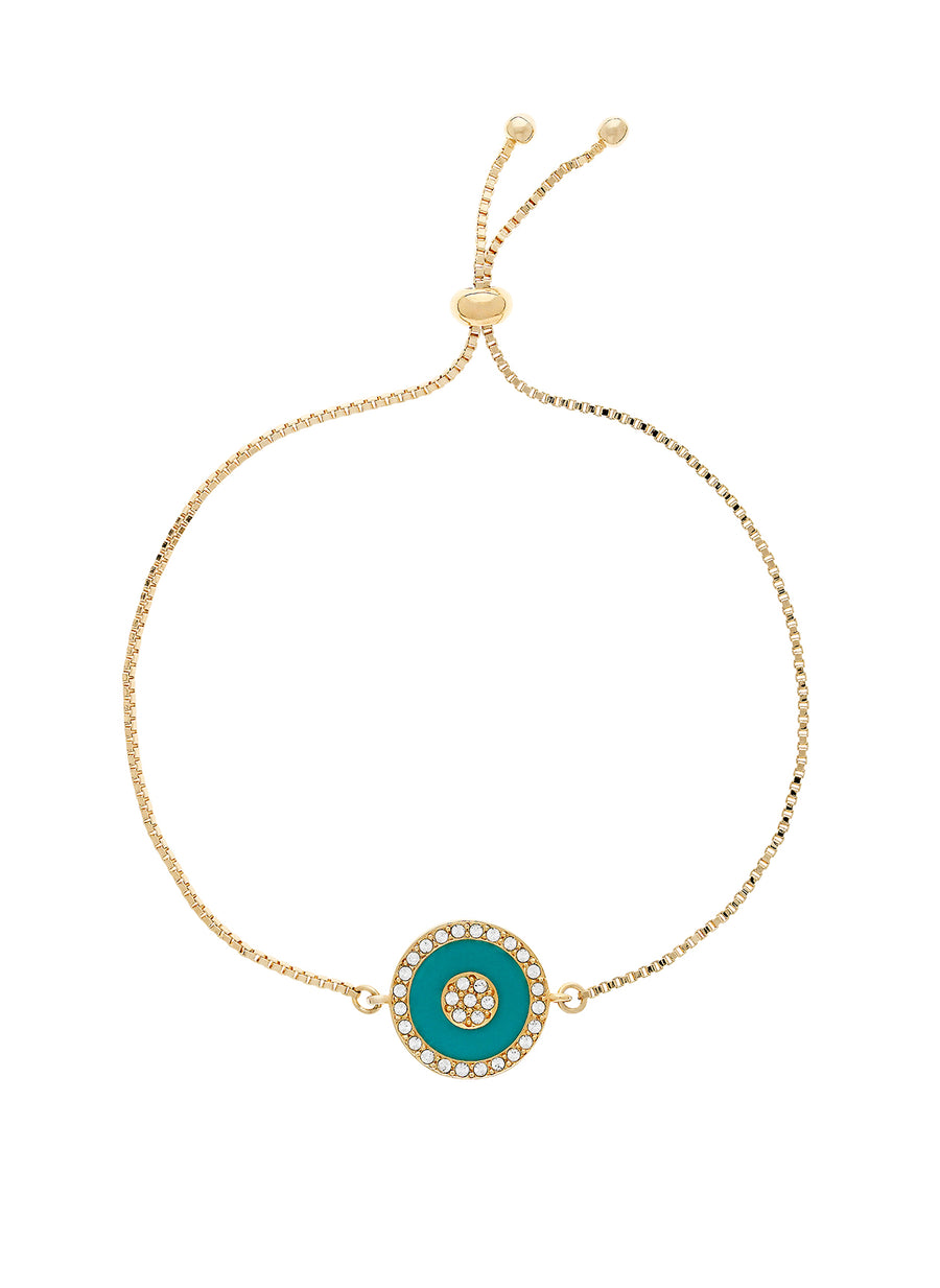 Turquoise Swarovski Crystal Disc Gold Bracelet