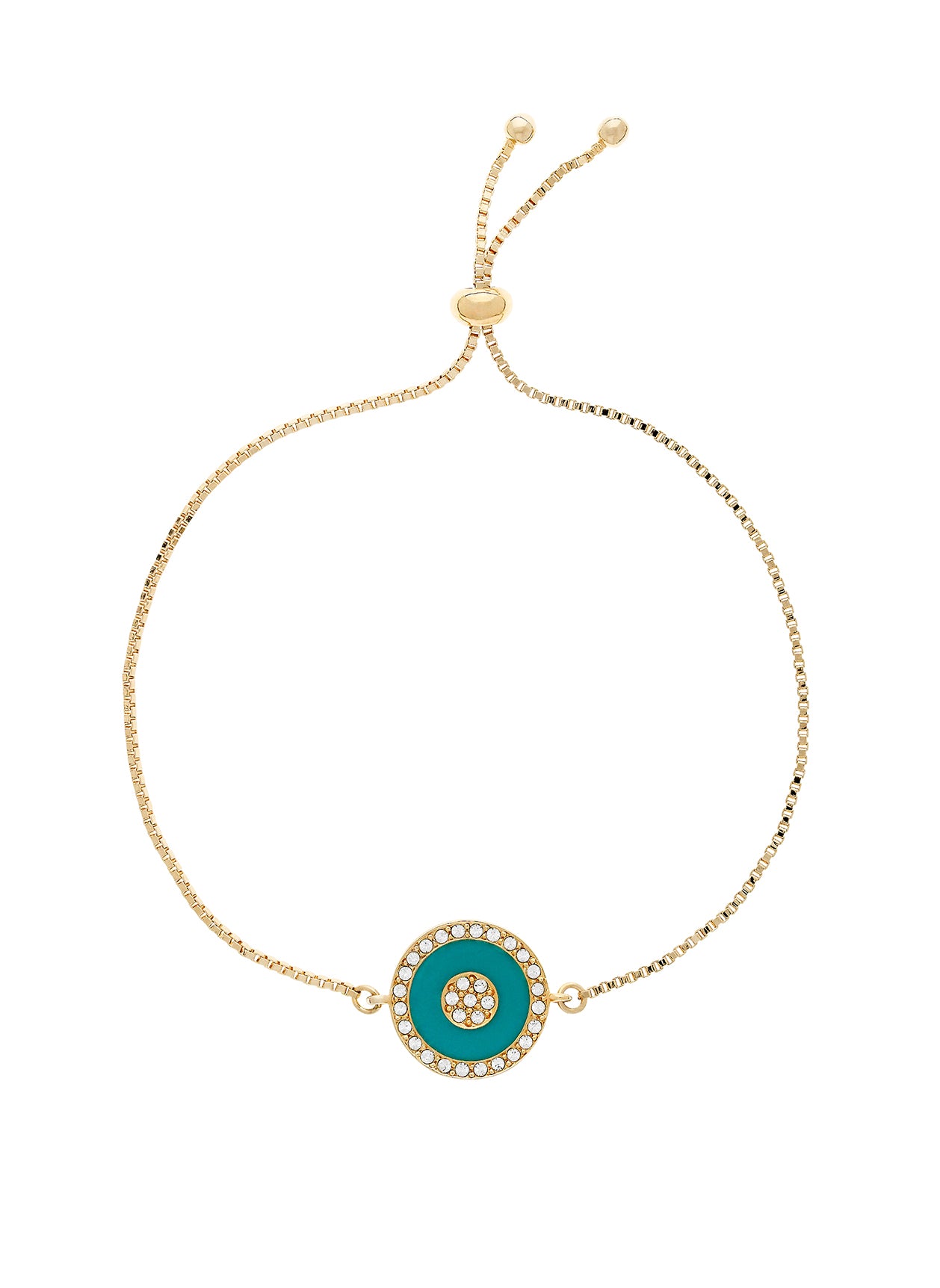 Turquoise Swarovski Crystal Disc Gold Bracelet