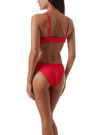 vienna red ribbed high leg bralette bikini model_B