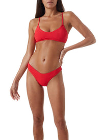 vienna red ribbed high leg bralette bikini model_P